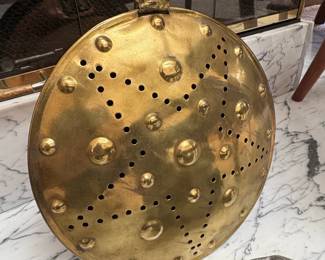 Antique Brass Bed Warmer with Wooden Handle second image