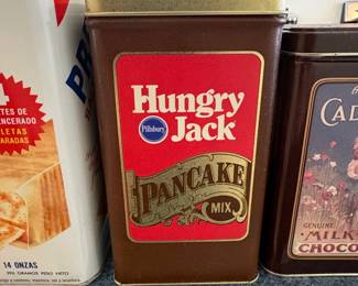 Collection of Vintage Tins Nabisco Premium Saltinas, Hungry Jack Pancake Mix, Cadburys Milk Chocolate, Velvet Pipe and Cigarette Tobacco third image