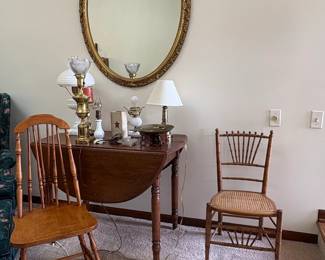 Victorian Style Spindle Back Chair and Windsor Style Side Chair Set