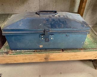 Vintage Metal Toolboxes Blue and ReddishBrown