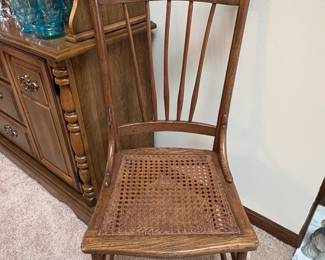 Antique Oak Spindle Back Cane Seat Chair second image