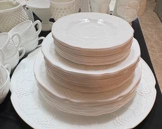 Assorted Milk Glass Collection with Embossed Plates third image