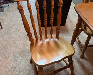 Oak Finish Farmhouse Style Dining Set with Four SpindleBack Chairs second image