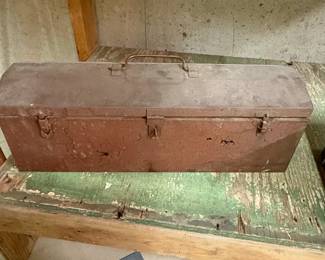 Vintage Metal Toolboxes Blue and ReddishBrown second image