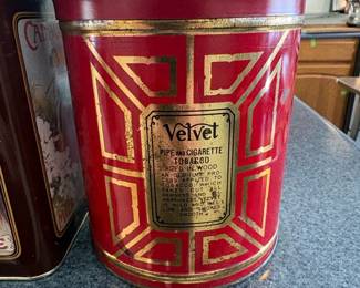 Collection of Vintage Tins Nabisco Premium Saltinas, Hungry Jack Pancake Mix, Cadburys Milk Chocolate, Velvet Pipe and Cigarette Tobacco fifth image