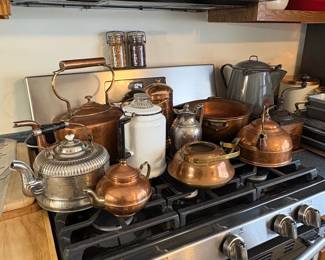 Assorted Vintage Kettles and Copperware