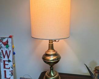 Vintage Brass Table Lamp with Hammered Finish