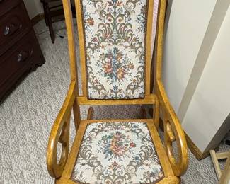 Vintage Floral Upholstered Wooden Rocking Chair