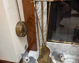 Brass Fireplace Tool Set and Companion