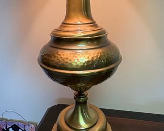 Vintage Brass Table Lamp with Hammered Finish second image