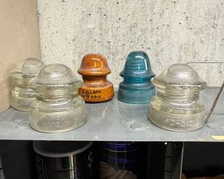 Collection of Vintage Glass and Ceramic Electrical Insulators