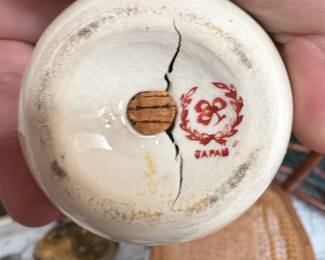 Vintage Jester Figural Polka Dot Ceramic Jar  Made in Japan second image