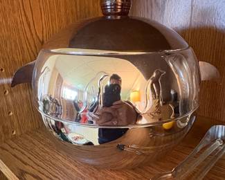 Vintage Penguin Hot  Cold Ice Bucket Server with Tongs