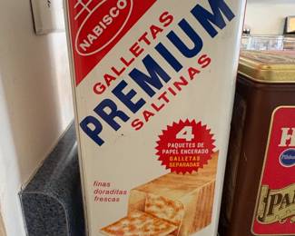 Collection of Vintage Tins Nabisco Premium Saltinas, Hungry Jack Pancake Mix, Cadburys Milk Chocolate, Velvet Pipe and Cigarette Tobacco second image