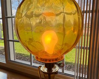 Amber Crackle Glass Hurricane Lamp second image