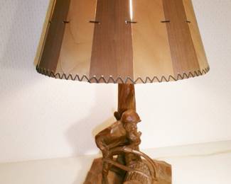 vintage carved wood lamp