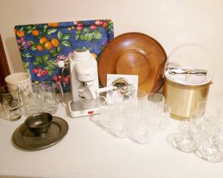 glasses, barware, trays, and more