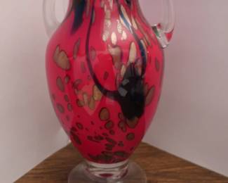 red glass vase