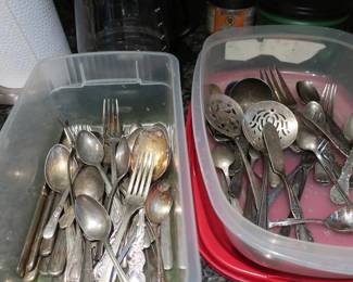 assorted   silverplate  flatware