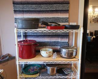 metal  shelf,  no  cookware, no  tapestry 