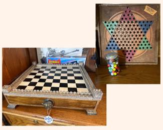 Great Wall of China chess set and vintage Chinese Checkers game plus more games and puzzles