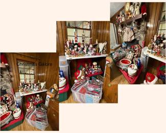 Christmas collectibles, ornaments, dishes, and more