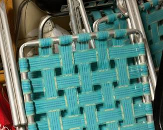 Vintage webbed folding lawn chairs