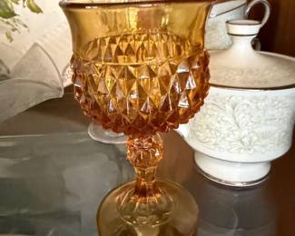 Vintage amber goblets