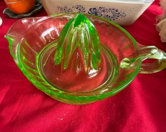 Vintage Uranium glass juicer