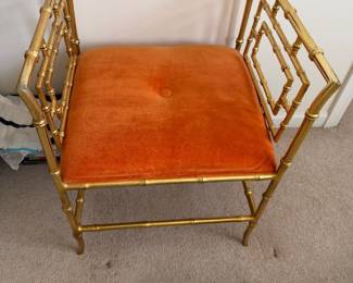 Vintage Hollywood Regency Style faux bamboo bench