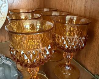 vintage amber goblets