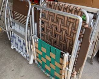 Vintage webbed folding lawn chairs