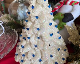Vintage ceramic tree (missing one blue bulb)