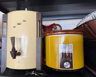Vintage Mid Century Regal Poly Perk Percolator; Vintage Sears crock watcher