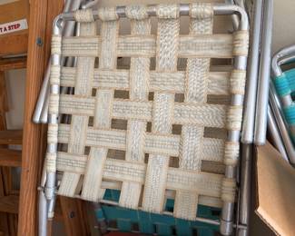 Vintage webbed folding lawn chairs