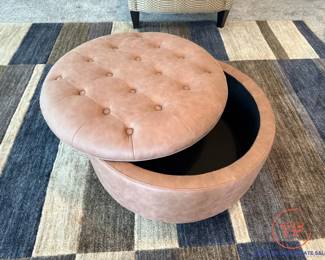 Faux Leather Ottoman with Storage