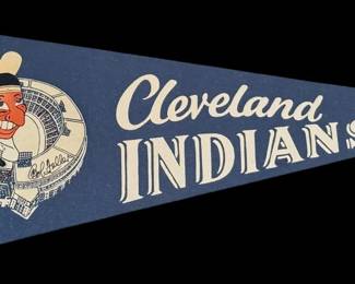 1950'S Cleveland Indians Pennant - BOB FELLER Signed