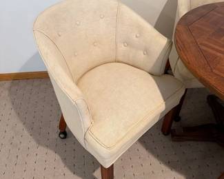 Vintage Game Table with Barrel-Backed Chairs