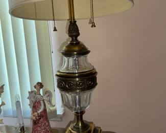 pair Glass and metal lamps