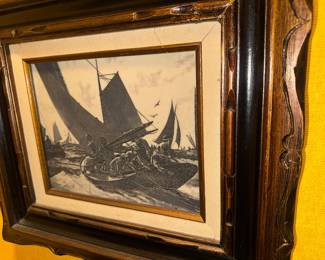 Blue Fishing by Burns (repro)