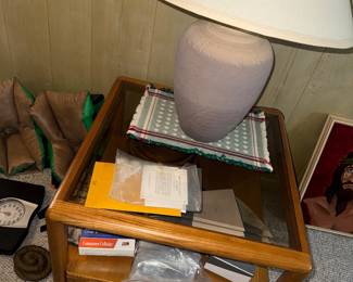 Glass topped side table