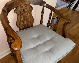 inlaid wooden arm chair PAIR