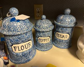 Spongeware or Speckled canister Set