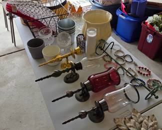 Glass Wall Sconces, Metal FlowerArt, Bracelets, Rugs