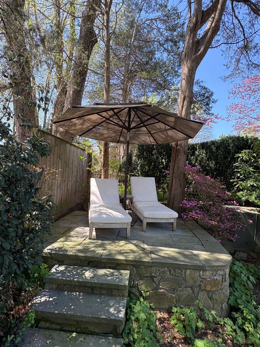 Teak lounge chairs/chaise with umbrella 