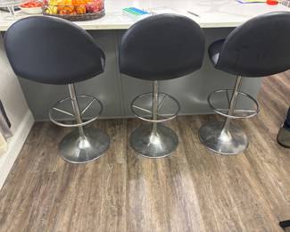 )3) Chrome based counter stools in black $75.00 each. 19”w 16” d 40” t