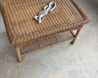 Wicker style table $75 28”l 17”d 11” t