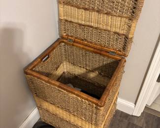 Rope and wicker hamper $ 60.00 18”w 14.5”d 23”t