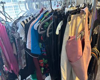 Handbags, wigs, Women’s clothes XS-M (most S) Men’s clothes XL, Men’s shoes 10, Women’s shoes 7.5-8, hats. Various prices