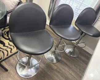 )3) Chrome based counter stools in black $75.00 each. 19”w 16” d 40” t